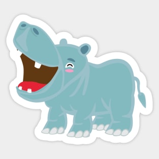 Cute Kawaii Happy Hippopotamus kids design Sticker